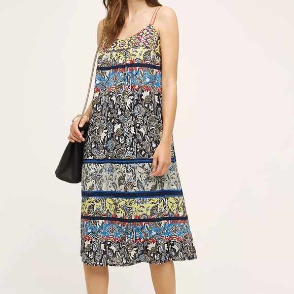 Anthropologie One September Cosima Dress Boho Scarf Print Midi Loose Medium - Picture 11 of 11